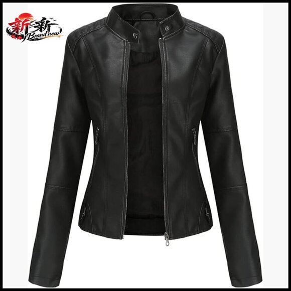 Jackets & Blazers - Faux Leather Bomber Jacket Women's Belted Motorcycle Jacket